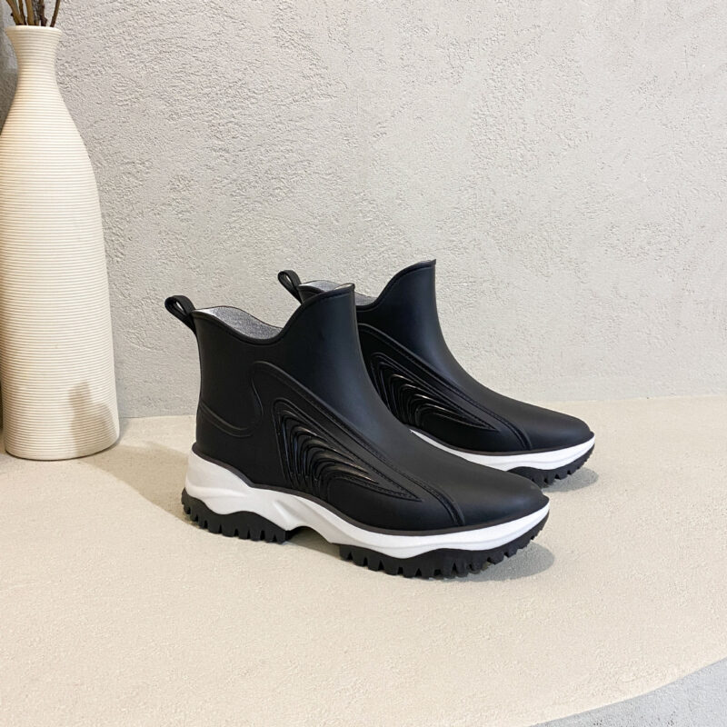 Color Thick Bottom Low Tube Women's Rain Boots - 图片 2