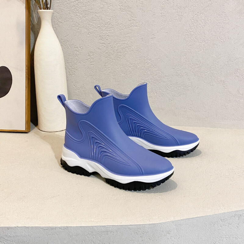 Color Thick Bottom Low Tube Women's Rain Boots - 图片 3