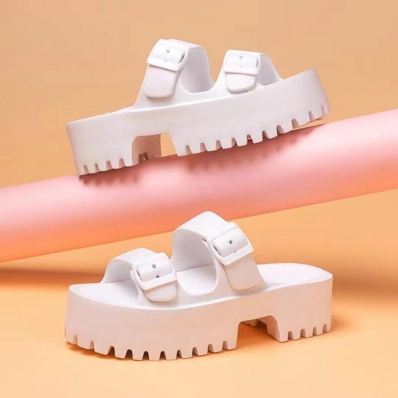 New Wholesale Designer Strap Double Buckle Slippers - 图片 2