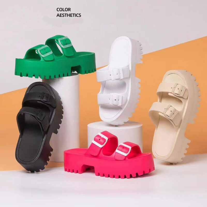 New Wholesale Designer Strap Double Buckle Slippers - 图片 7